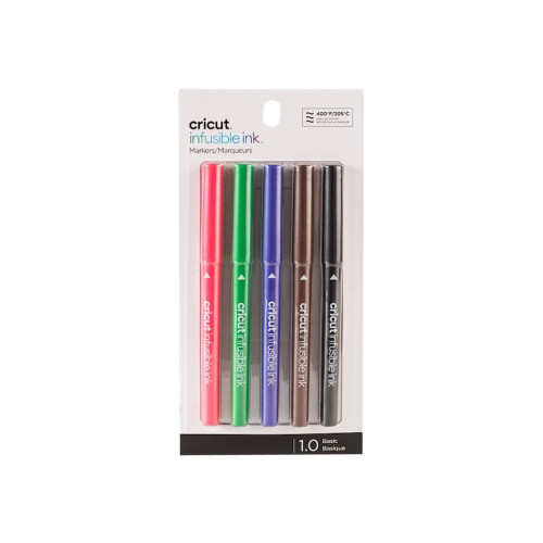 Cricut Cricut Infusible Ink Basics - markering - svart, purpurrött, ultraviolett, ljusgrön, tawny (paket om 5)
