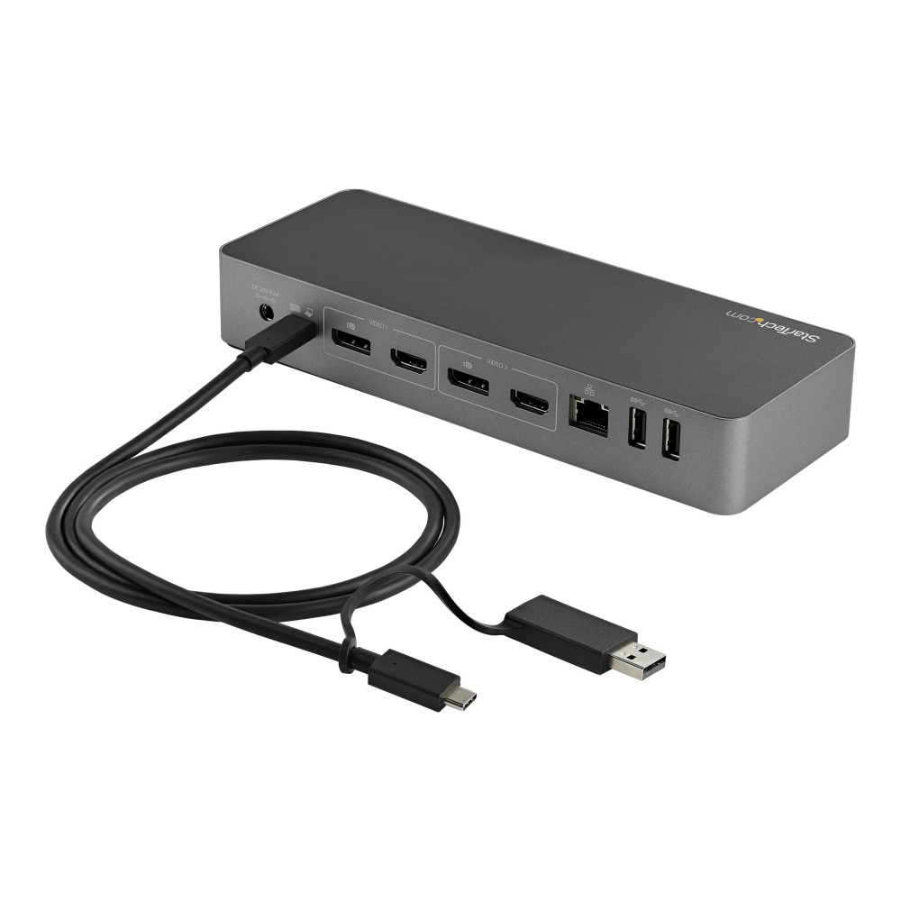 Produktbild för StarTech 1 m USB-C-kabel med USB-A-adapterdongel - Hybrid 2-i-1 USB C-kabel med USB-A - USB-C till USB-C (10 Gbps/100 W PD), USB-A till USB-C (5 Gbps) - Perfekt för hybriddockningsstationer - USB typ C-kabel - USB-C till USB-C - 1 m