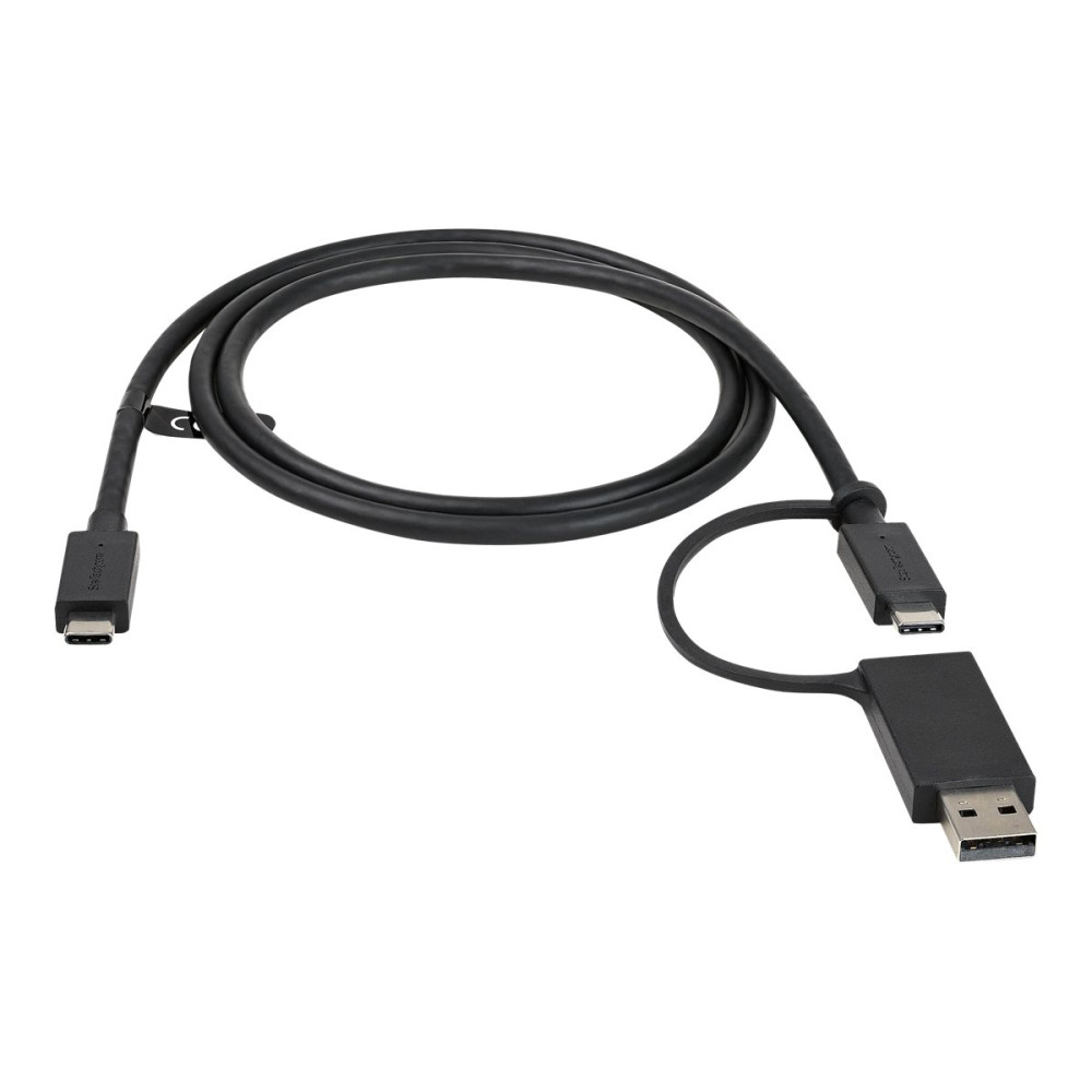 Produktbild för StarTech 1 m USB-C-kabel med USB-A-adapterdongel - Hybrid 2-i-1 USB C-kabel med USB-A - USB-C till USB-C (10 Gbps/100 W PD), USB-A till USB-C (5 Gbps) - Perfekt för hybriddockningsstationer - USB typ C-kabel - USB-C till USB-C - 1 m