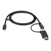 Produktbild för StarTech 1 m USB-C-kabel med USB-A-adapterdongel - Hybrid 2-i-1 USB C-kabel med USB-A - USB-C till USB-C (10 Gbps/100 W PD), USB-A till USB-C (5 Gbps) - Perfekt för hybriddockningsstationer - USB typ C-kabel - USB-C till USB-C - 1 m