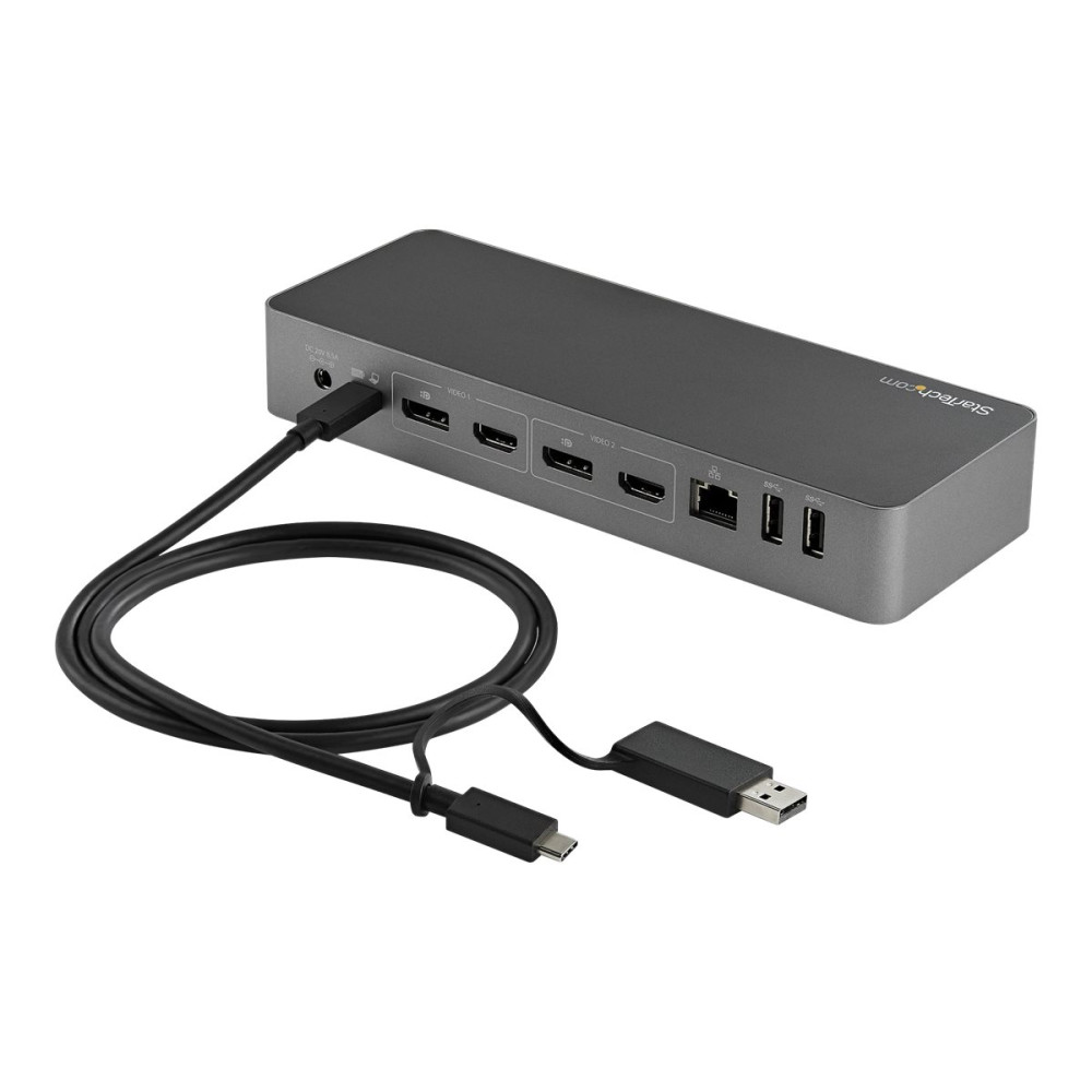 Produktbild för StarTech 1 m USB-C-kabel med USB-A-adapterdongel - Hybrid 2-i-1 USB C-kabel med USB-A - USB-C till USB-C (10 Gbps/100 W PD), USB-A till USB-C (5 Gbps) - Perfekt för hybriddockningsstationer - USB typ C-kabel - USB-C till USB-C - 1 m
