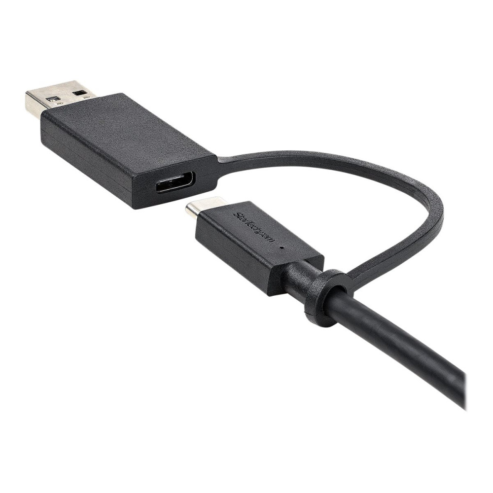Produktbild för StarTech 1 m USB-C-kabel med USB-A-adapterdongel - Hybrid 2-i-1 USB C-kabel med USB-A - USB-C till USB-C (10 Gbps/100 W PD), USB-A till USB-C (5 Gbps) - Perfekt för hybriddockningsstationer - USB typ C-kabel - USB-C till USB-C - 1 m