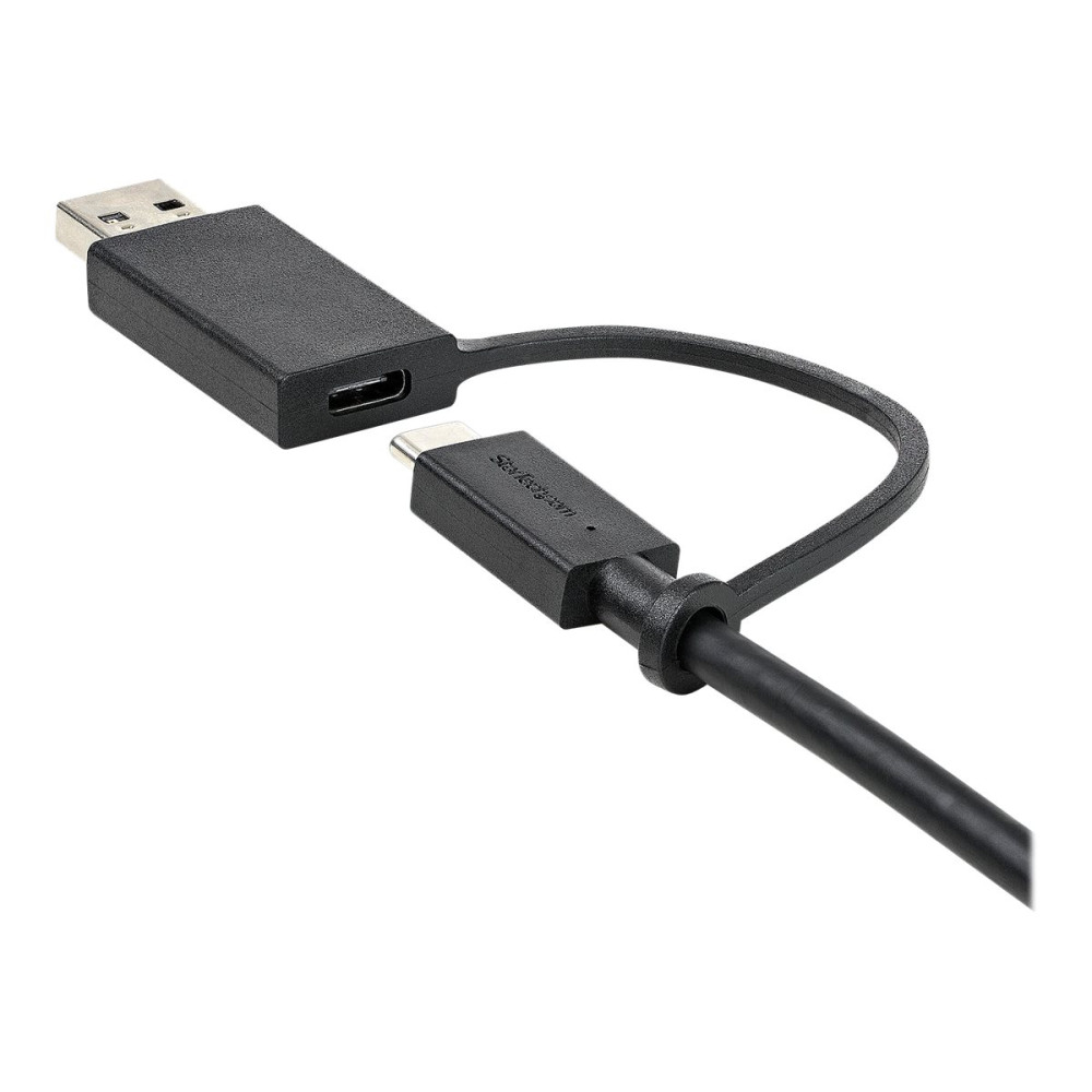 Produktbild för StarTech 1 m USB-C-kabel med USB-A-adapterdongel - Hybrid 2-i-1 USB C-kabel med USB-A - USB-C till USB-C (10 Gbps/100 W PD), USB-A till USB-C (5 Gbps) - Perfekt för hybriddockningsstationer - USB typ C-kabel - USB-C till USB-C - 1 m