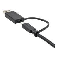 Produktbild för StarTech 1 m USB-C-kabel med USB-A-adapterdongel - Hybrid 2-i-1 USB C-kabel med USB-A - USB-C till USB-C (10 Gbps/100 W PD), USB-A till USB-C (5 Gbps) - Perfekt för hybriddockningsstationer - USB typ C-kabel - USB-C till USB-C - 1 m