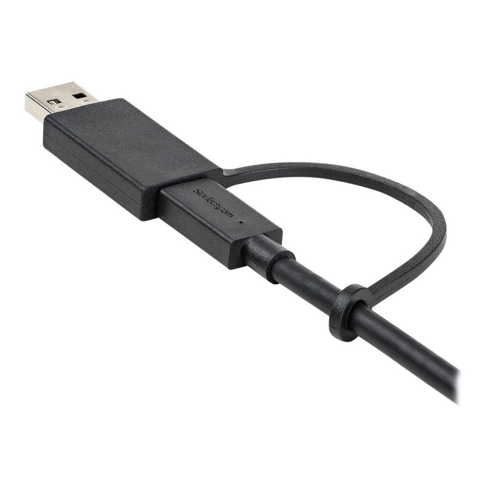 Produktbild för StarTech 1 m USB-C-kabel med USB-A-adapterdongel - Hybrid 2-i-1 USB C-kabel med USB-A - USB-C till USB-C (10 Gbps/100 W PD), USB-A till USB-C (5 Gbps) - Perfekt för hybriddockningsstationer - USB typ C-kabel - USB-C till USB-C - 1 m