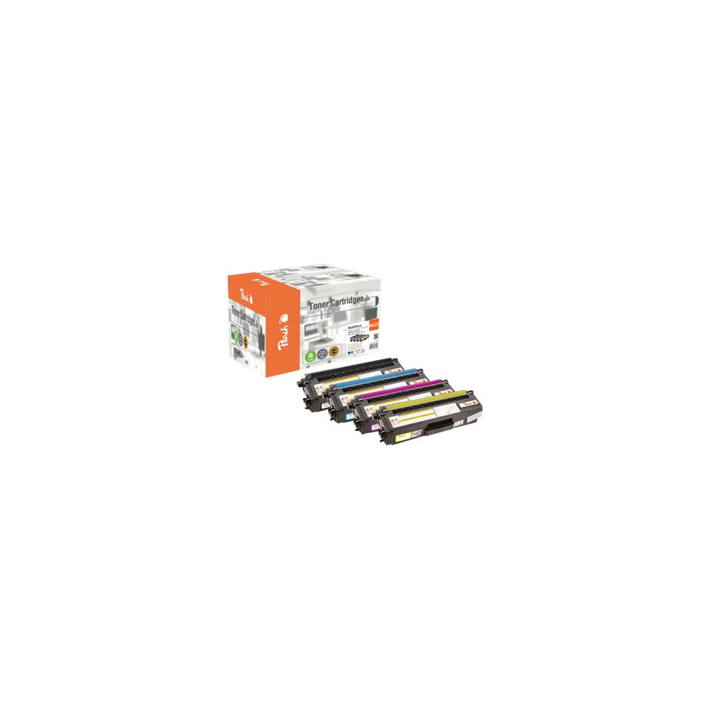 Produktbild för Peach Combi-Pack - 4-pack - svart, gul, cyan, magenta - kompatibel - återanvänd - tonerkassett (alternativ för: Brother TN423)