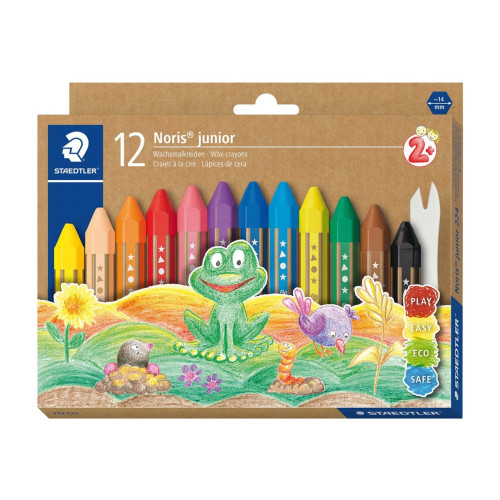 STAEDTLER STAEDTLER Noris junior 224 - färgkrita - svart, röd, blå, grön, ljusblå, gul, orange, magenta, persika, gulgrön, mörklila, van dyke-brun (paket om 12)