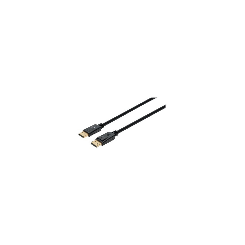 Produktbild för Manhattan DisplayPort 1.4 Cable, 8K@60hz, 1m, PVC Cable, Male to Male, With Latches, Fully Shielded, Black, Lifetime Warranty, Polybag - DisplayPort-kabel - DisplayPort till DisplayPort - 1 m