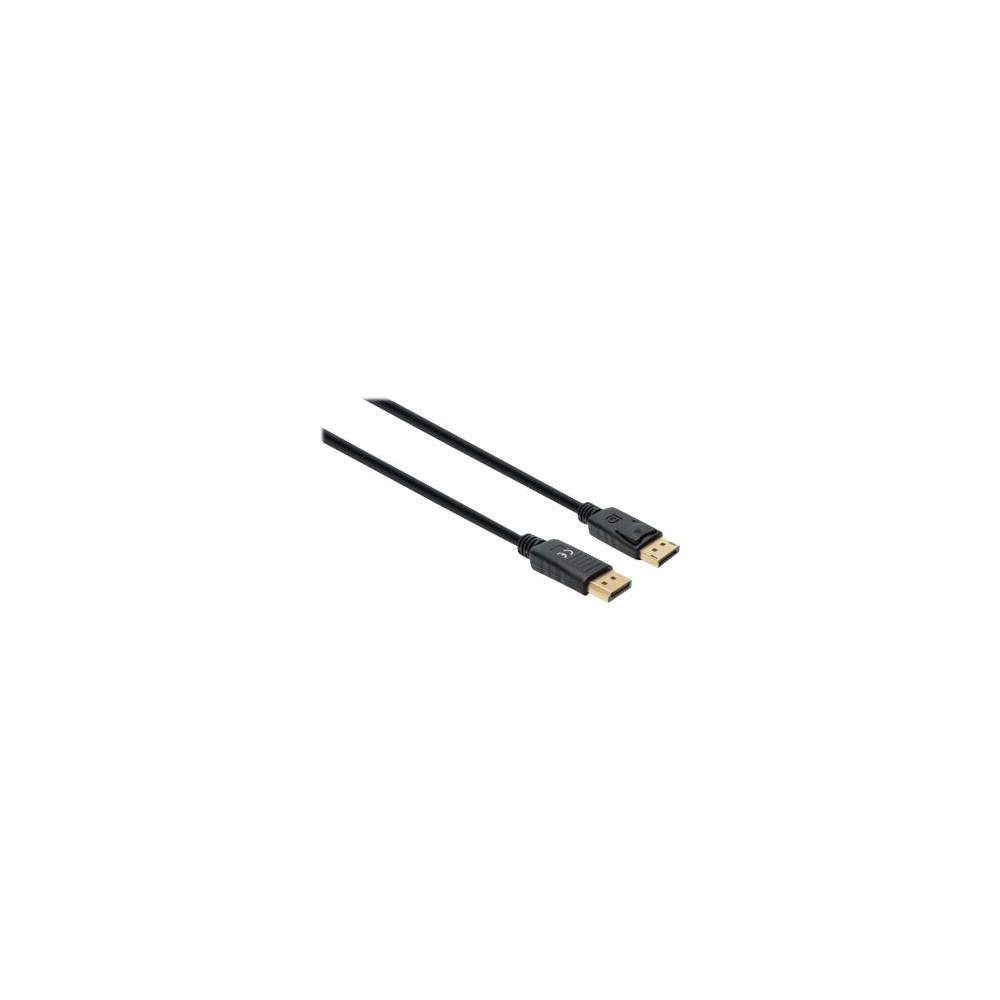 Produktbild för Manhattan DisplayPort 1.4 Cable, 8K@60hz, 1m, PVC Cable, Male to Male, With Latches, Fully Shielded, Black, Lifetime Warranty, Polybag - DisplayPort-kabel - DisplayPort till DisplayPort - 1 m