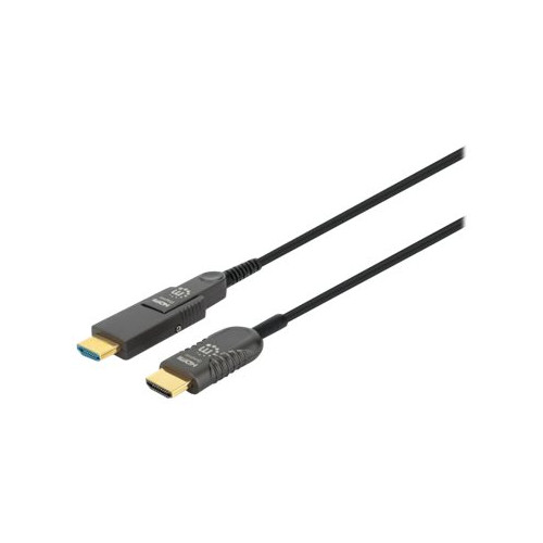 Manhattan Manhattan HDMI to Micro HDMI Plenum-Rated Cable, 4K@60Hz (Premium High Speed), 50m, Active, Detachable HDMI Male (Type A), Male to Male, Black, Gold Plated Contacts, Lifetime Warranty, Polybag - HDMI-kabelkit med Ethernet - 50 m