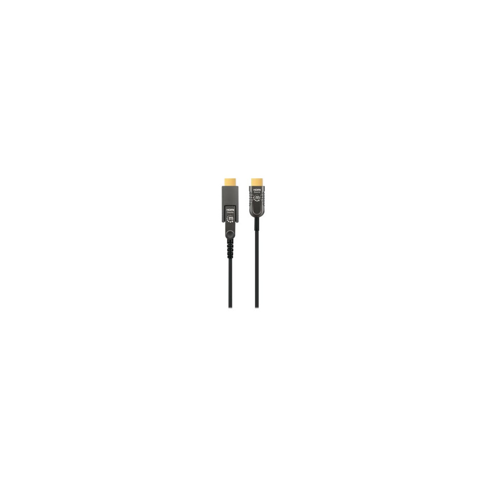 Produktbild för Manhattan HDMI to Micro HDMI Plenum-Rated Cable, 4K@60Hz (Premium High Speed), 50m, Active, Detachable HDMI Male (Type A), Male to Male, Black, Gold Plated Contacts, Lifetime Warranty, Polybag - HDMI-kabelkit med Ethernet - 50 m