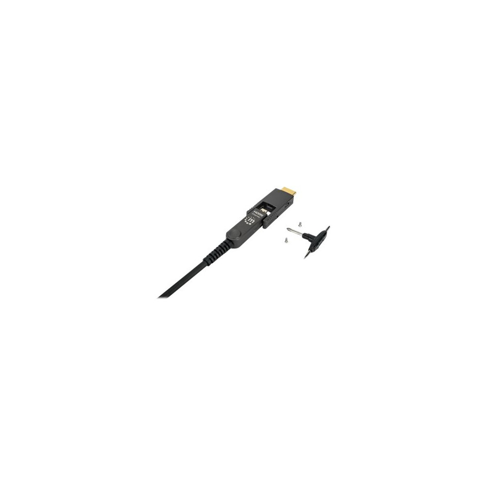 Produktbild för Manhattan HDMI to Micro HDMI Plenum-Rated Cable, 4K@60Hz (Premium High Speed), 50m, Active, Detachable HDMI Male (Type A), Male to Male, Black, Gold Plated Contacts, Lifetime Warranty, Polybag - HDMI-kabelkit med Ethernet - 50 m