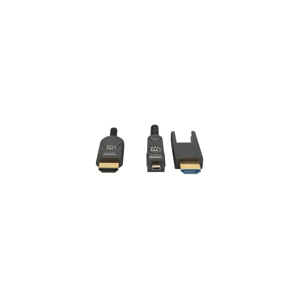 Produktbild för Manhattan HDMI to Micro HDMI Plenum-Rated Cable, 4K@60Hz (Premium High Speed), 50m, Active, Detachable HDMI Male (Type A), Male to Male, Black, Gold Plated Contacts, Lifetime Warranty, Polybag - HDMI-kabelkit med Ethernet - 50 m