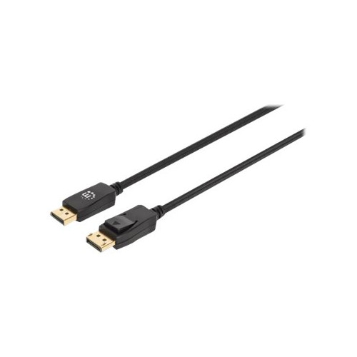 Manhattan Manhattan DisplayPort 1.4 Cable, 8K@60hz, 2m, Braided Cable, Male to Male, With Latches, Fully Shielded, Black, Lifetime Warranty, Polybag - DisplayPort-kabel - DisplayPort till DisplayPort - 2 m