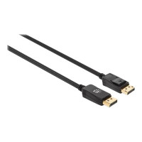 Produktbild för Manhattan DisplayPort 1.4 Cable, 8K@60hz, 2m, Braided Cable, Male to Male, With Latches, Fully Shielded, Black, Lifetime Warranty, Polybag - DisplayPort-kabel - DisplayPort till DisplayPort - 2 m