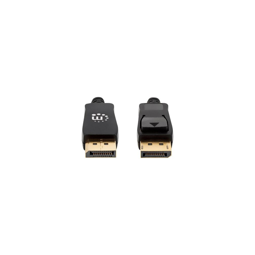 Produktbild för Manhattan DisplayPort 1.4 Cable, 8K@60hz, 2m, Braided Cable, Male to Male, With Latches, Fully Shielded, Black, Lifetime Warranty, Polybag - DisplayPort-kabel - DisplayPort till DisplayPort - 2 m