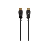 Produktbild för Manhattan DisplayPort 1.4 Cable, 8K@60hz, 2m, Braided Cable, Male to Male, With Latches, Fully Shielded, Black, Lifetime Warranty, Polybag - DisplayPort-kabel - DisplayPort till DisplayPort - 2 m