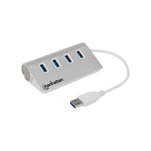 Manhattan USB-A 4-Port Hub, 4x USB-A Ports, 5 Gbps (USB 3.2 Gen1 aka USB 3.0), Bus Powered, Fast charging up to 0.9A, SuperSpeed USB, Aluminium