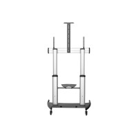 Produktbild för StarTech.com Mobilt TV-stativ - Kraftig TV-vagn för 60-100-tums skärmar (100kg) - Höjdjusterbart golvstativ på hjul för platta skärmar - Universellt TV-stativ med hyllor vagn - för platt panel - svart, silver