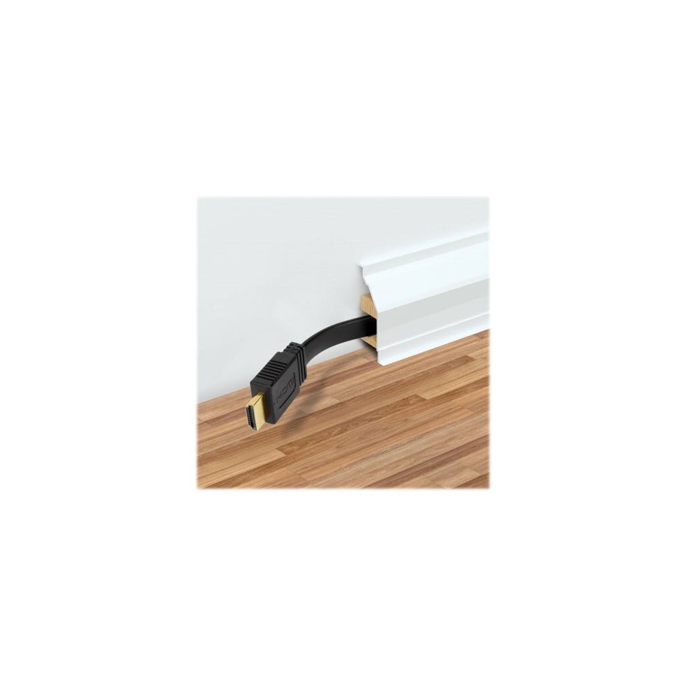 Produktbild för Manhattan HDMI Cable with Ethernet (Flat), 4K@60Hz (Premium High Speed), 5m, Male to Male, Black, Ultra HD 4k x 2k, Fully Shielded, Gold Plated Contacts, Lifetime Warranty, Polybag - HDMI-kabel med Ethernet - 5 m