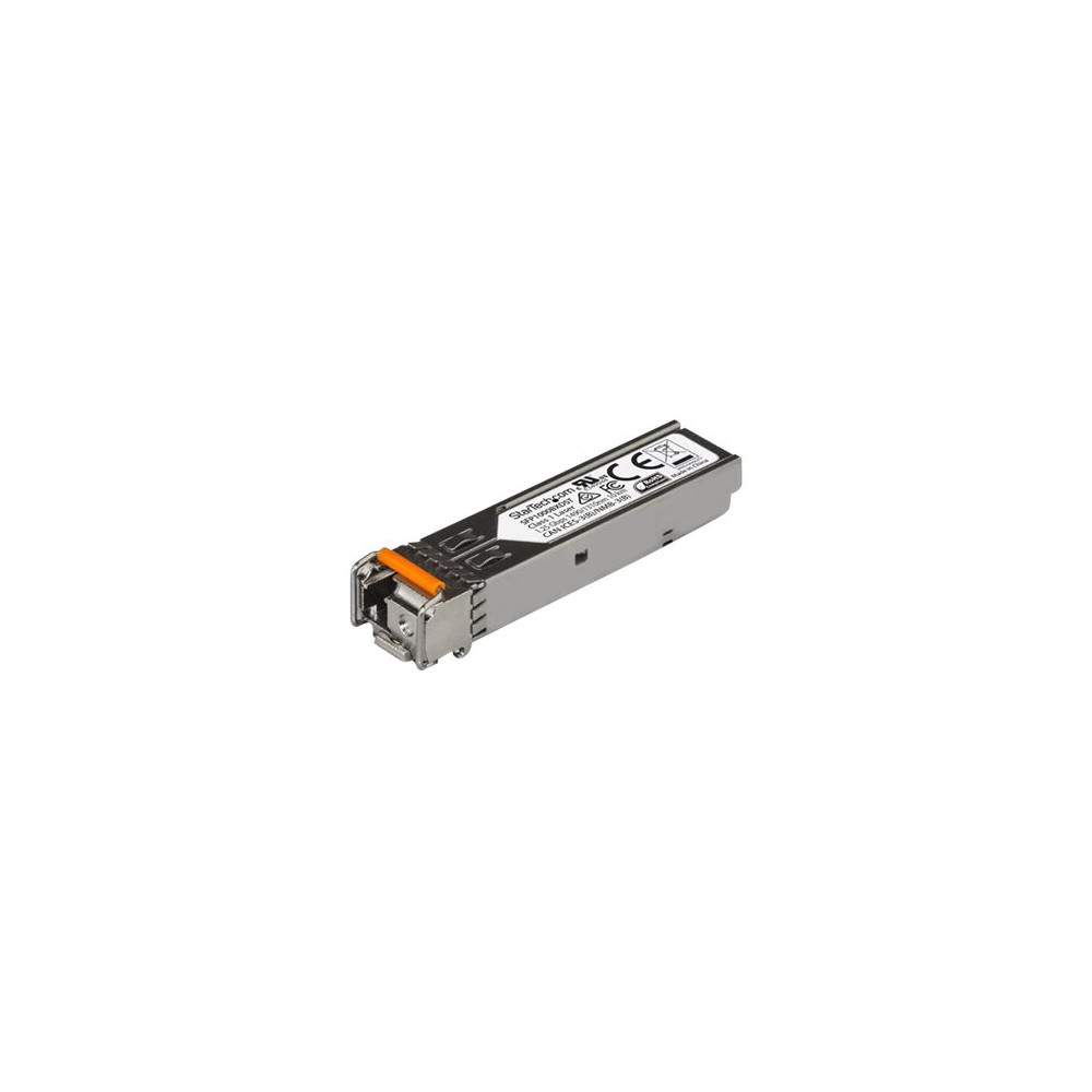 Produktbild för StarTech.com MSA Uncoded SFP Module, 1000BASE-BX, 1 Gigabit Ethernet Bi-Directional (BiDi) Fiber Single Strand SFP Transceiver (SMF), LC 10km , Mini GBIC Transceiver SFP Module, Downstream - Lifetime Warranty (SFP1000BXDST) - SFP-sändar/mottagarmodul (min