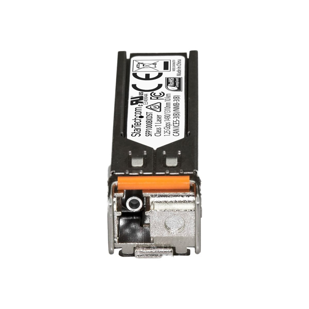 Produktbild för StarTech.com MSA Uncoded SFP Module, 1000BASE-BX, 1 Gigabit Ethernet Bi-Directional (BiDi) Fiber Single Strand SFP Transceiver (SMF), LC 10km , Mini GBIC Transceiver SFP Module, Downstream - Lifetime Warranty (SFP1000BXDST) - SFP-sändar/mottagarmodul (min