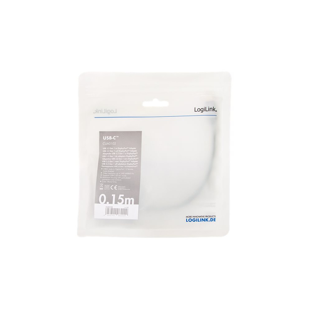 Produktbild för LogiLink - videokort - USB-C till DisplayPort - 15 cm