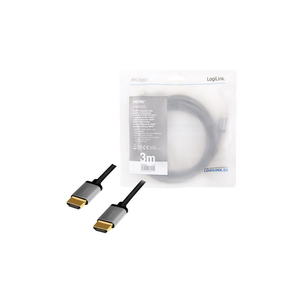 Produktbild för LogiLink HDMI-kabel med Ethernet - 3 m