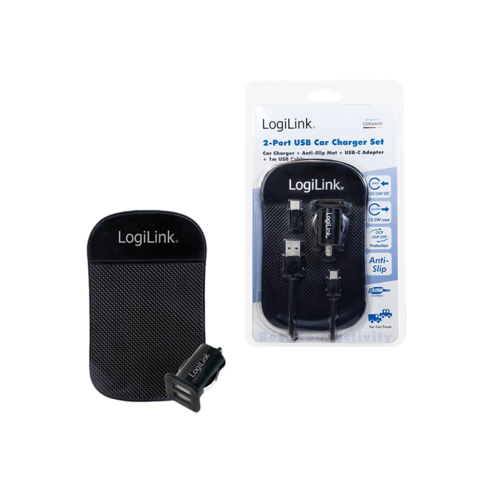 Produktbild för LogiLink strömadapter för bil - 2 x USB - 10.5 watt