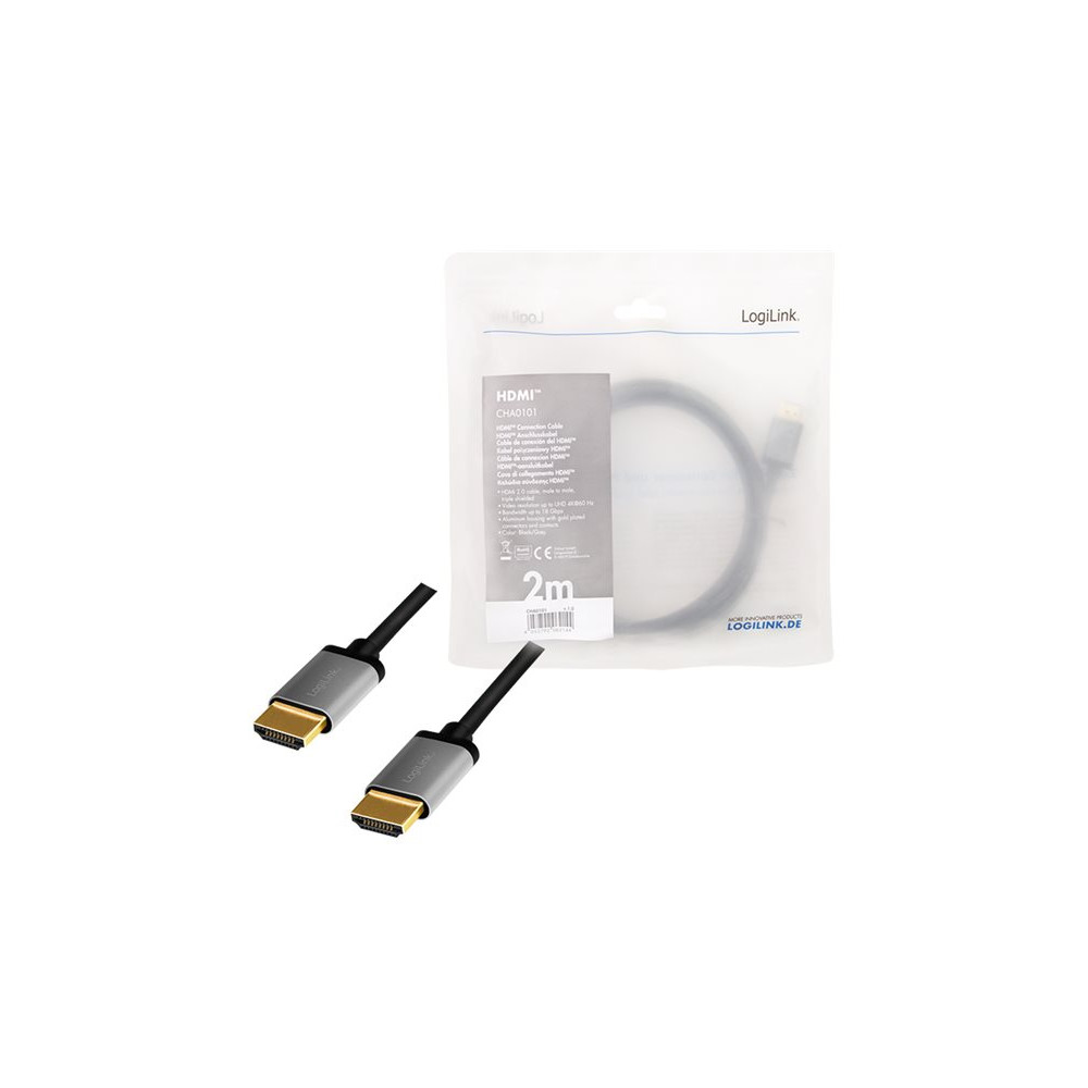 Produktbild för LogiLink HDMI-kabel med Ethernet - 2 m