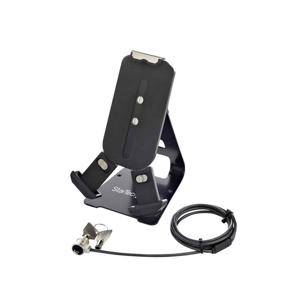 Produktbild för StarTech.com Säkert stativ för surfplatta med K-Slot kabellås - Låsbar hållare för 7,9-13-tums surfplattor - Universellt justerbart fäste för surfplattor på skrivbord/ytor - Låsbart stöldskydd - Säkerhetsfäste - ställ för bärbar dator/surfplatta