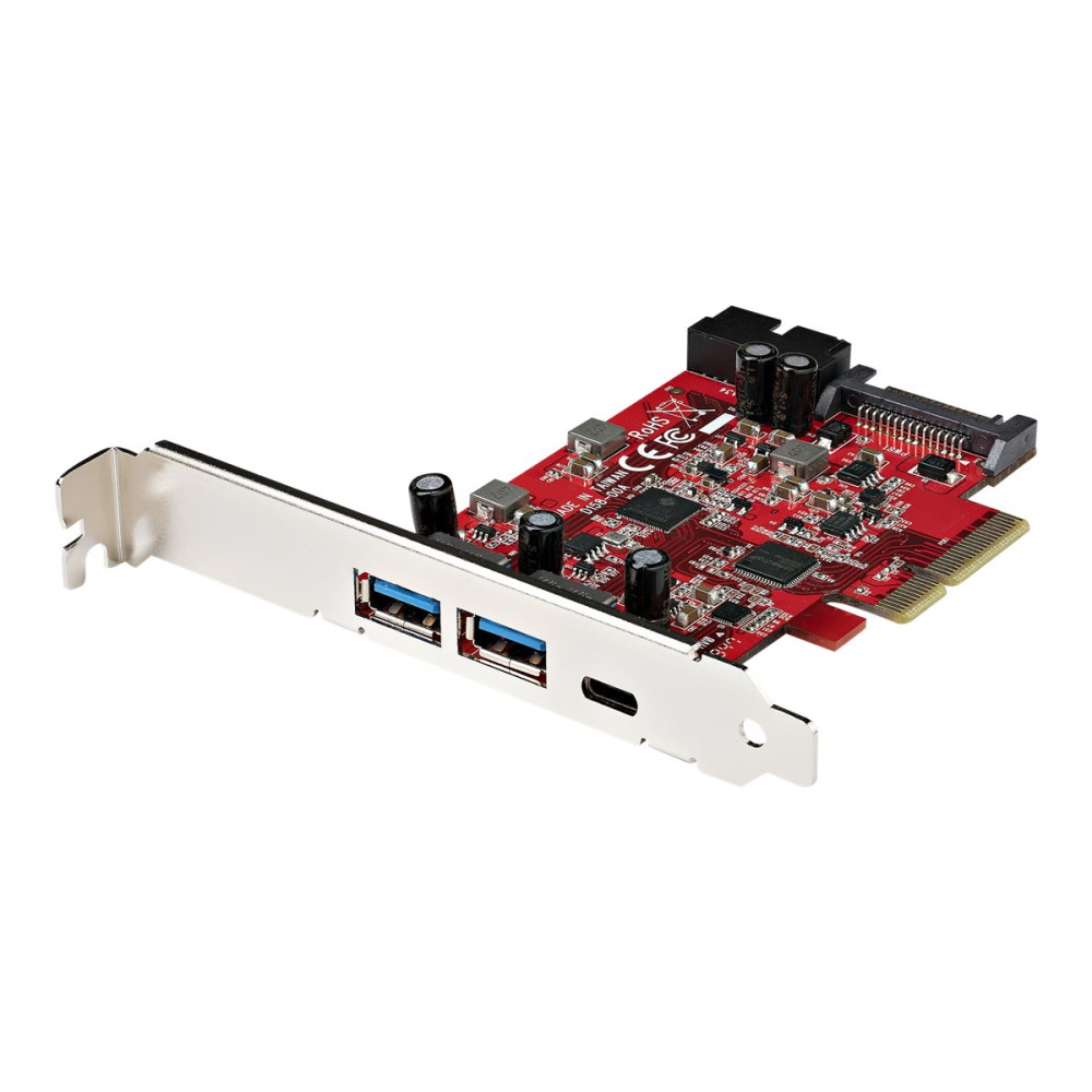 Produktbild för Startech 5-ports USB PCIe-kort - 10 Gbps USB 3.1 Gen 2 PCIe-kort med 1x USB-C och 2x USB-A - 1x 2-ports IDC (intern 5 Gbps USB-expansion) - USB C PCI Express-kontrollerkort - USB-adapter - PCIe 3.0 x4 - USB-C 3.1 Gen 2 x 2 + USB-C 3.2 Gen 2 x 1