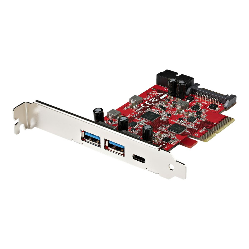 Produktbild för Startech 5-ports USB PCIe-kort - 10 Gbps USB 3.1 Gen 2 PCIe-kort med 1x USB-C och 2x USB-A - 1x 2-ports IDC (intern 5 Gbps USB-expansion) - USB C PCI Express-kontrollerkort - USB-adapter - PCIe 3.0 x4 - USB-C 3.1 Gen 2 x 2 + USB-C 3.2 Gen 2 x 1