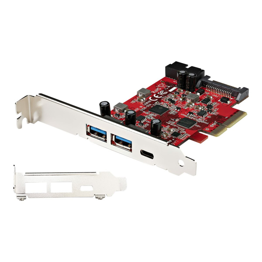 Produktbild för Startech 5-ports USB PCIe-kort - 10 Gbps USB 3.1 Gen 2 PCIe-kort med 1x USB-C och 2x USB-A - 1x 2-ports IDC (intern 5 Gbps USB-expansion) - USB C PCI Express-kontrollerkort - USB-adapter - PCIe 3.0 x4 - USB-C 3.1 Gen 2 x 2 + USB-C 3.2 Gen 2 x 1