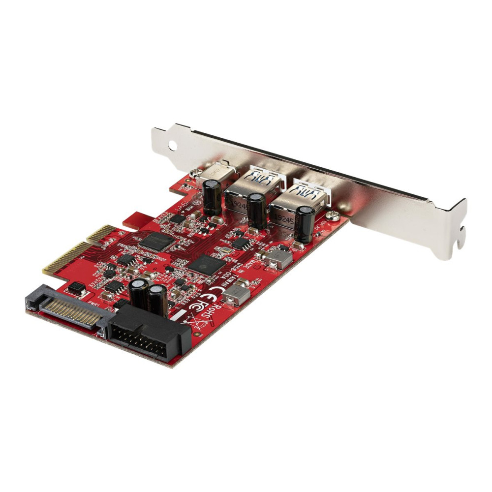 Produktbild för Startech 5-ports USB PCIe-kort - 10 Gbps USB 3.1 Gen 2 PCIe-kort med 1x USB-C och 2x USB-A - 1x 2-ports IDC (intern 5 Gbps USB-expansion) - USB C PCI Express-kontrollerkort - USB-adapter - PCIe 3.0 x4 - USB-C 3.1 Gen 2 x 2 + USB-C 3.2 Gen 2 x 1