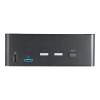 Produktbild för StarTech.com 2-ports HDMI KVM-switch för dubbla skärmar - 4K 60 Hz Ultra HD HDR - Desktop 4K HDMI 2.0 KVM-switch med 2 portar USB 3.0-hubb (5 Gbit/s) och 4x USB 2.0 HID, ljud - Snabbtangenter för omkoppling - TAA - omkopplare för tangentbord/video/mus/lju