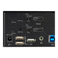 Produktbild för StarTech.com 2-ports HDMI KVM-switch för dubbla skärmar - 4K 60 Hz Ultra HD HDR - Desktop 4K HDMI 2.0 KVM-switch med 2 portar USB 3.0-hubb (5 Gbit/s) och 4x USB 2.0 HID, ljud - Snabbtangenter för omkoppling - TAA - omkopplare för tangentbord/video/mus/lju
