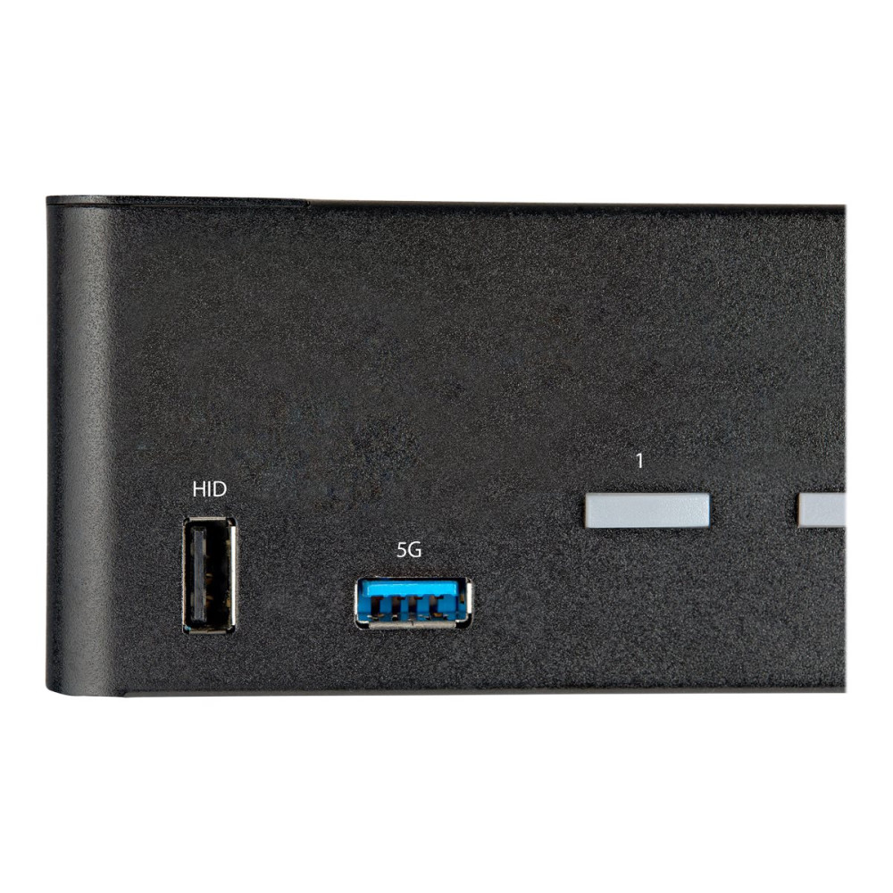 Produktbild för StarTech.com 2-ports HDMI KVM-switch för dubbla skärmar - 4K 60 Hz Ultra HD HDR - Desktop 4K HDMI 2.0 KVM-switch med 2 portar USB 3.0-hubb (5 Gbit/s) och 4x USB 2.0 HID, ljud - Snabbtangenter för omkoppling - TAA - omkopplare för tangentbord/video/mus/lju