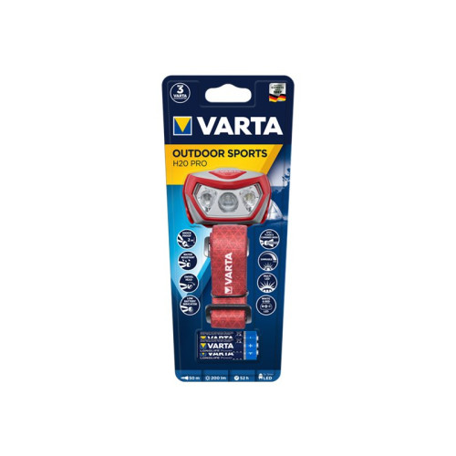 Varta Varta Outdoor Sports H20 PRO - huvudficklampa - LED - rött/vitt ljus
