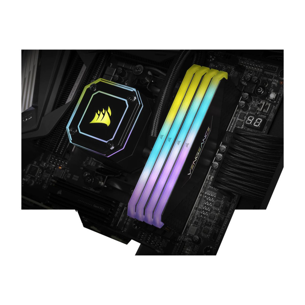 Produktbild för CORSAIR Vengeance RGB RT - DDR4 - sats - 32 GB: 2 x 16 GB - DIMM 288-pin / PC4-25600 - ej buffrad