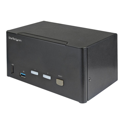 StarTech.com StarTech.com 2-ports DisplayPort KVM-switch för tre skärmar - 4K 60 Hz UHD HDR - Desktop DP 1.2 KVM med 2 portar USB 3.0-hubb (5 Gbit/s) och 4x USB 2.0 HID-portar, ljud - Snabbtangenter för omkoppling - TAA - omkopplare för tangentbord/video/mus/ljud - 2 