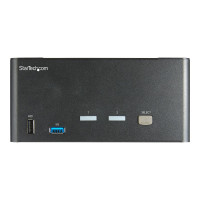 Produktbild för StarTech.com 2-ports DisplayPort KVM-switch för tre skärmar - 4K 60 Hz UHD HDR - Desktop DP 1.2 KVM med 2 portar USB 3.0-hubb (5 Gbit/s) och 4x USB 2.0 HID-portar, ljud - Snabbtangenter för omkoppling - TAA - omkopplare för tangentbord/video/mus/ljud - 2 