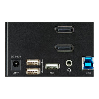 Produktbild för StarTech.com 2-ports DisplayPort KVM-switch för tre skärmar - 4K 60 Hz UHD HDR - Desktop DP 1.2 KVM med 2 portar USB 3.0-hubb (5 Gbit/s) och 4x USB 2.0 HID-portar, ljud - Snabbtangenter för omkoppling - TAA - omkopplare för tangentbord/video/mus/ljud - 2 