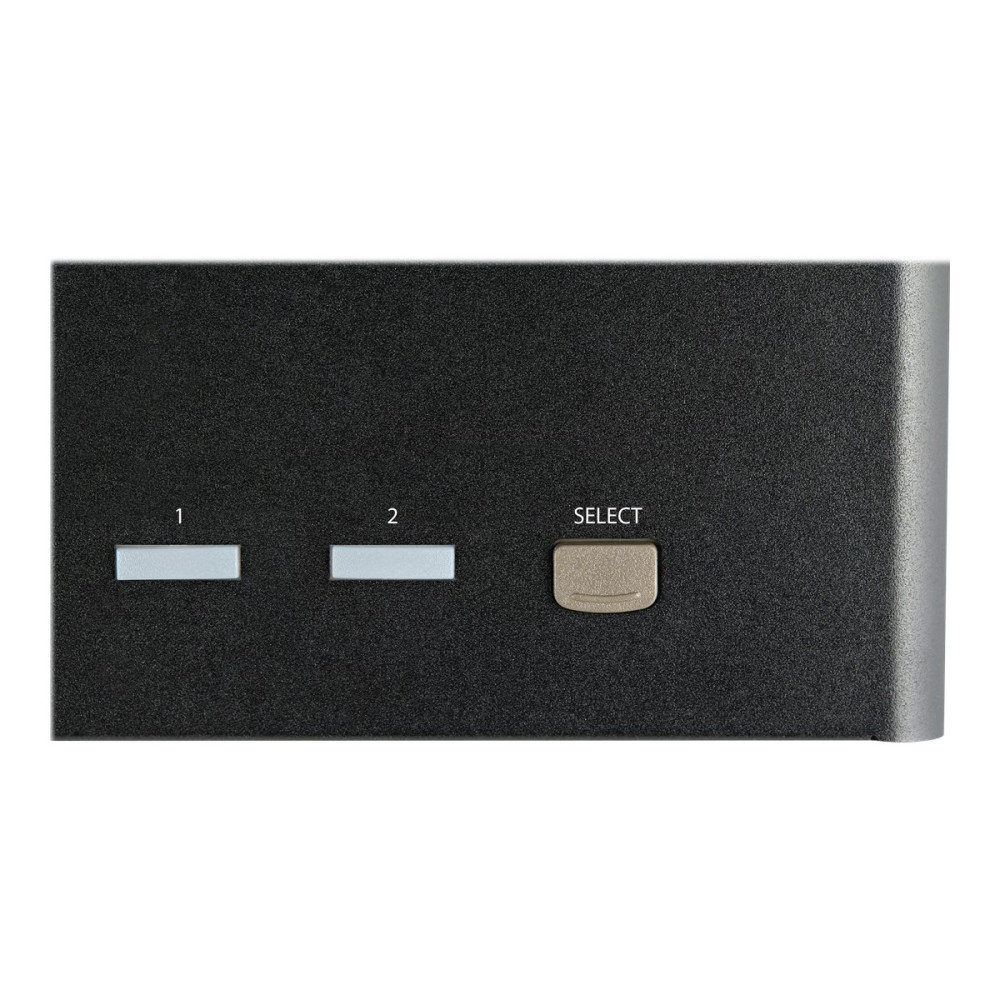 Produktbild för StarTech.com 2-ports DisplayPort KVM-switch för tre skärmar - 4K 60 Hz UHD HDR - Desktop DP 1.2 KVM med 2 portar USB 3.0-hubb (5 Gbit/s) och 4x USB 2.0 HID-portar, ljud - Snabbtangenter för omkoppling - TAA - omkopplare för tangentbord/video/mus/ljud - 2 