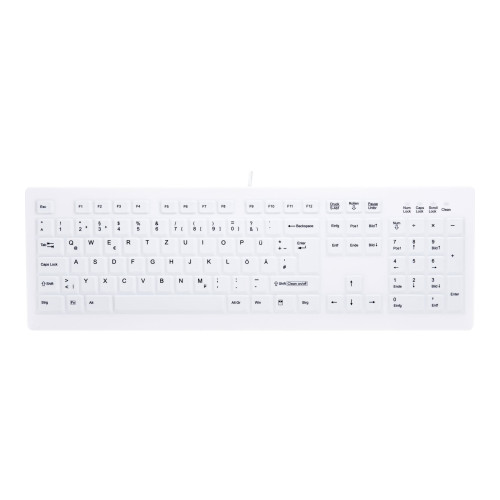 CHERRY Contour Active Key MedicalKey ClassicClean AK-C8100 Sanitizable - tangentbord - medicinsk, hygienisk design full size - tysk - vit Inmatningsenhet