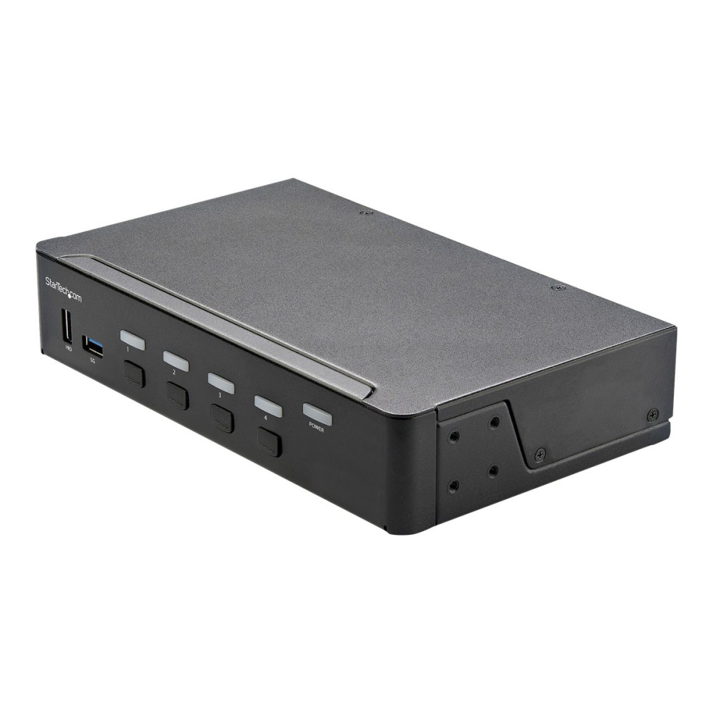 Produktbild för StarTech.com 4-ports HDMI KVM-switch - En skärm 4K 60 Hz Ultra HD HDR - Desktop HDMI 2.0 KVM-switch med 2 portar USB 3.0-hubb (5 Gbit/s) och 4x USB 2.0 HID, ljud - Snabbtangenter för omkoppling - TAA - omkopplare för tangentbord/video/mus/ljud - 4 portar 