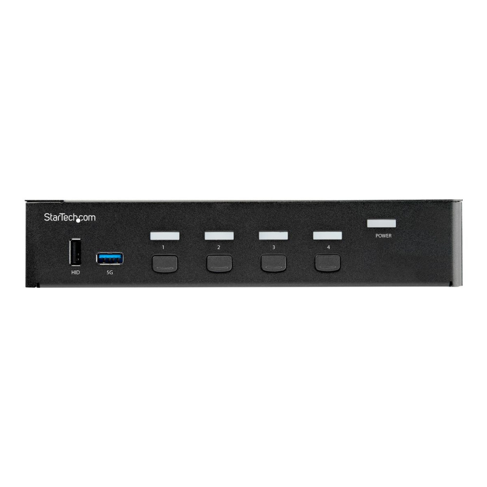 Produktbild för StarTech.com 4-ports HDMI KVM-switch - En skärm 4K 60 Hz Ultra HD HDR - Desktop HDMI 2.0 KVM-switch med 2 portar USB 3.0-hubb (5 Gbit/s) och 4x USB 2.0 HID, ljud - Snabbtangenter för omkoppling - TAA - omkopplare för tangentbord/video/mus/ljud - 4 portar 