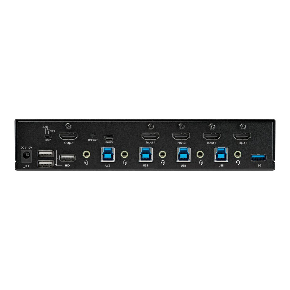 Produktbild för StarTech.com 4-ports HDMI KVM-switch - En skärm 4K 60 Hz Ultra HD HDR - Desktop HDMI 2.0 KVM-switch med 2 portar USB 3.0-hubb (5 Gbit/s) och 4x USB 2.0 HID, ljud - Snabbtangenter för omkoppling - TAA - omkopplare för tangentbord/video/mus/ljud - 4 portar 