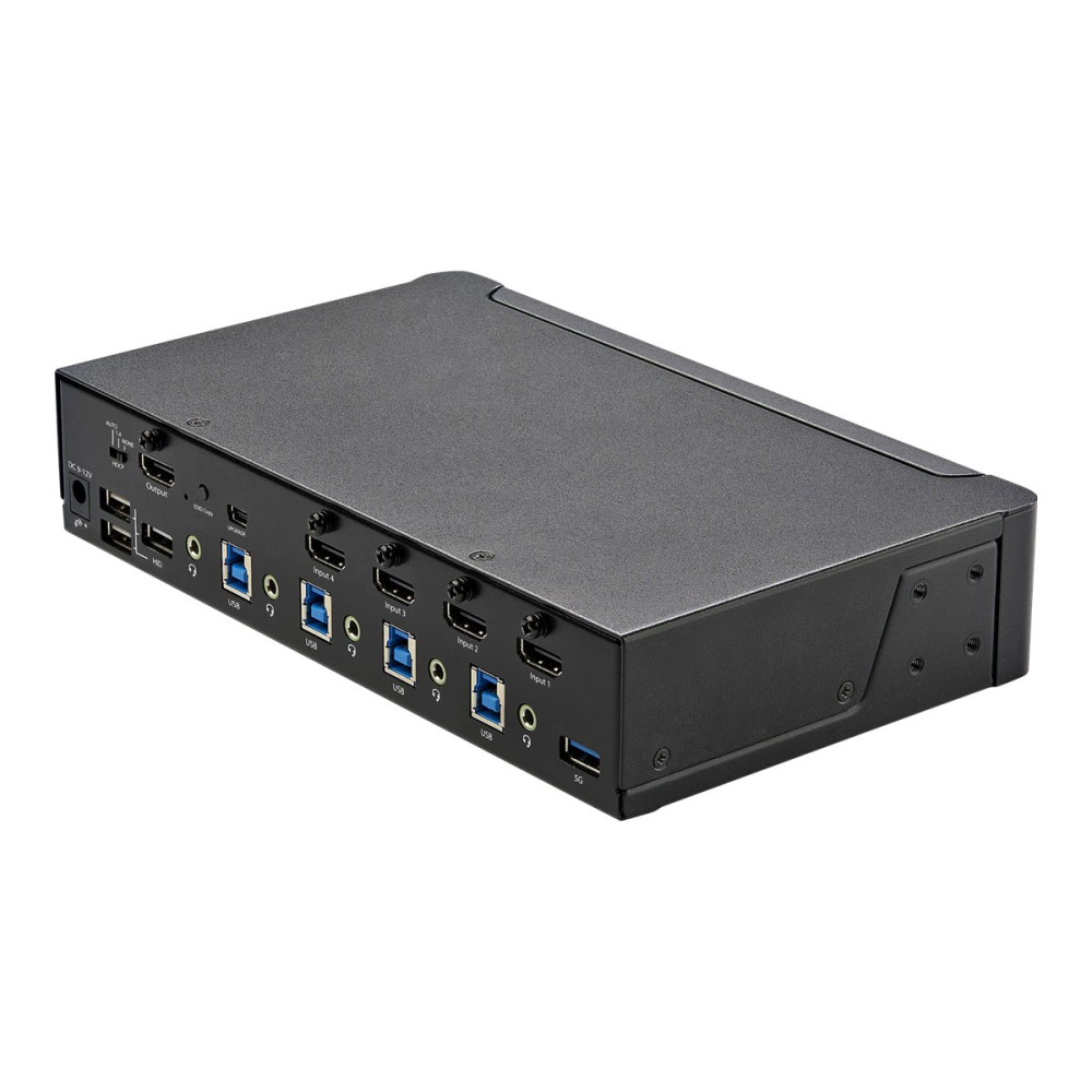 Produktbild för StarTech.com 4-ports HDMI KVM-switch - En skärm 4K 60 Hz Ultra HD HDR - Desktop HDMI 2.0 KVM-switch med 2 portar USB 3.0-hubb (5 Gbit/s) och 4x USB 2.0 HID, ljud - Snabbtangenter för omkoppling - TAA - omkopplare för tangentbord/video/mus/ljud - 4 portar 