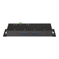 Produktbild för StarTech.com 4-port USB C-hubb 10 Gbps - Industriell USB-C-hubb i metall - 2x USB-C &amp;amp; 2x USB-A - ESD-överspänningsskydd - USB-C eller USB-A-värd - Självdriven monterbar USB 3.1 Gen 2 Type-C-hubb - hubb - 4 portar